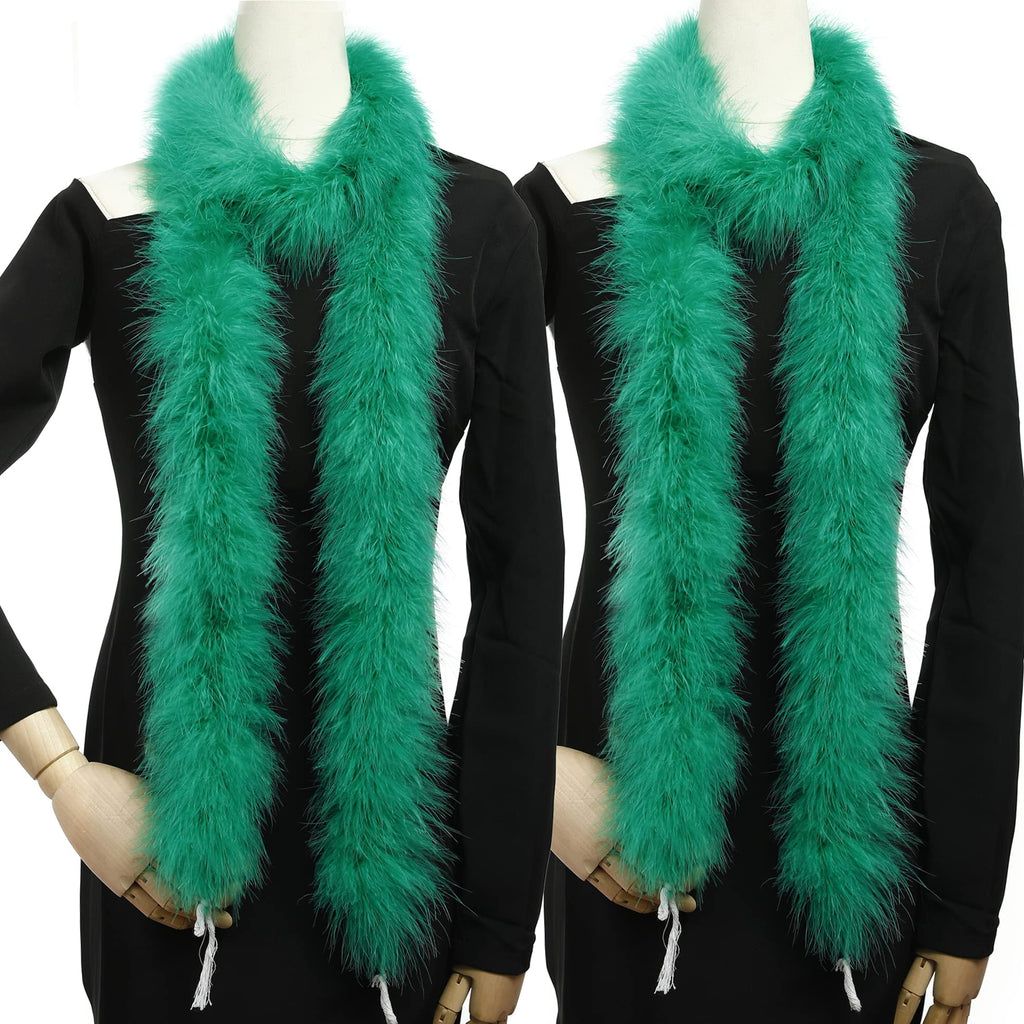 Green Feathers Boa for DIY Craft Projects, 2 Pcs 22g 2 Yards