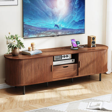 69" TV Stand with Power Outlet for TVs up to 80", Entertainment Center with Storage and Drawer, TV Console with