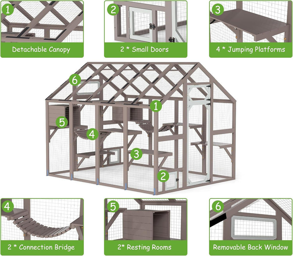 Extra Large Outdoor Cat Catio Walk-in Window Cat Patio Enclosure