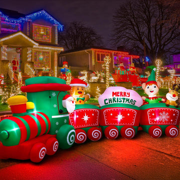 12FT Christmas Inflatables Train Decorations for Outdoor Lawn, Garden, Yard