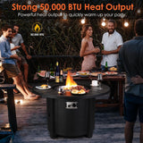 Propane Fire Pit Table 42 Inch Round – 50,000 BTU Outdoor Fire Pit with Lid, Converts to Patio Coffee Table, Certified, Includes Waterproof Cover & - Image 2