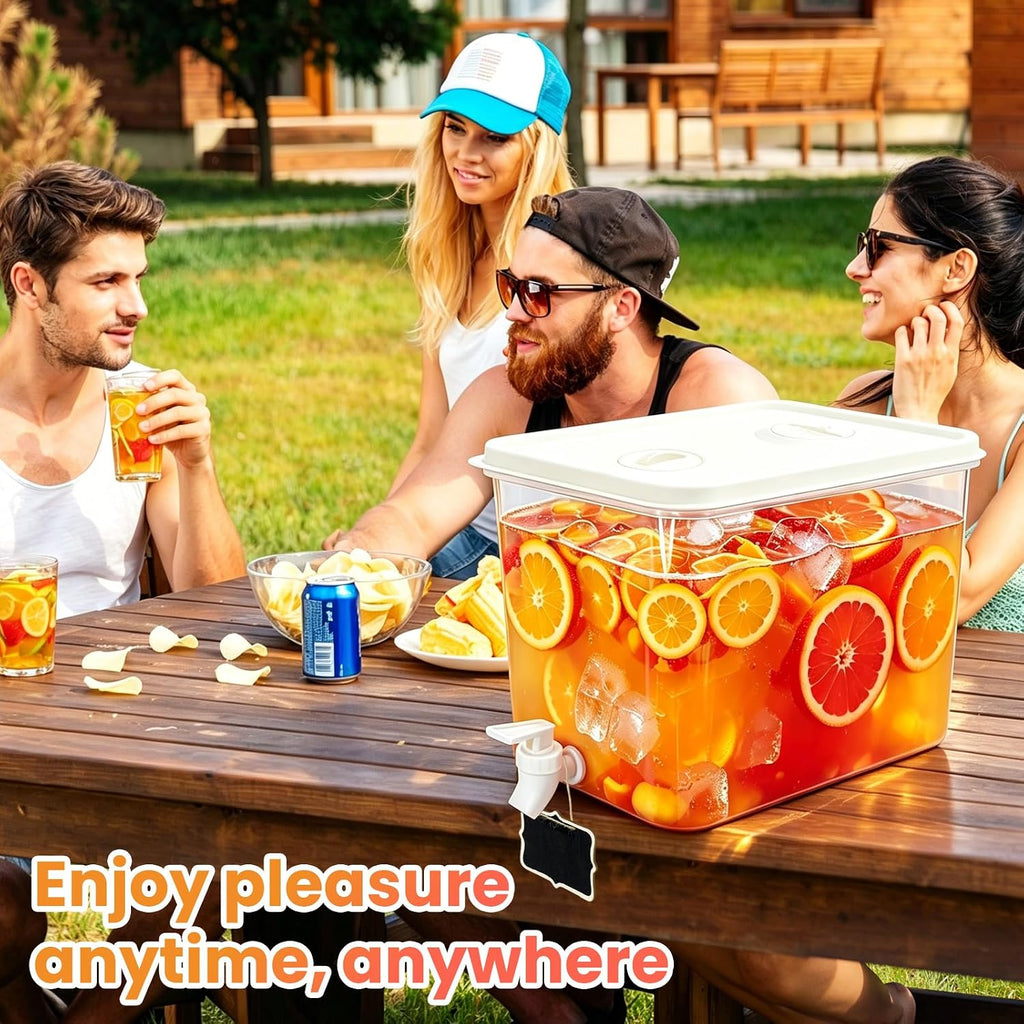 2.3 Gallon Drink Dispenser for Fridge with Spigot, Beverage Container Leak Proof Lids Filter Screen, Lemonade - Set of 2