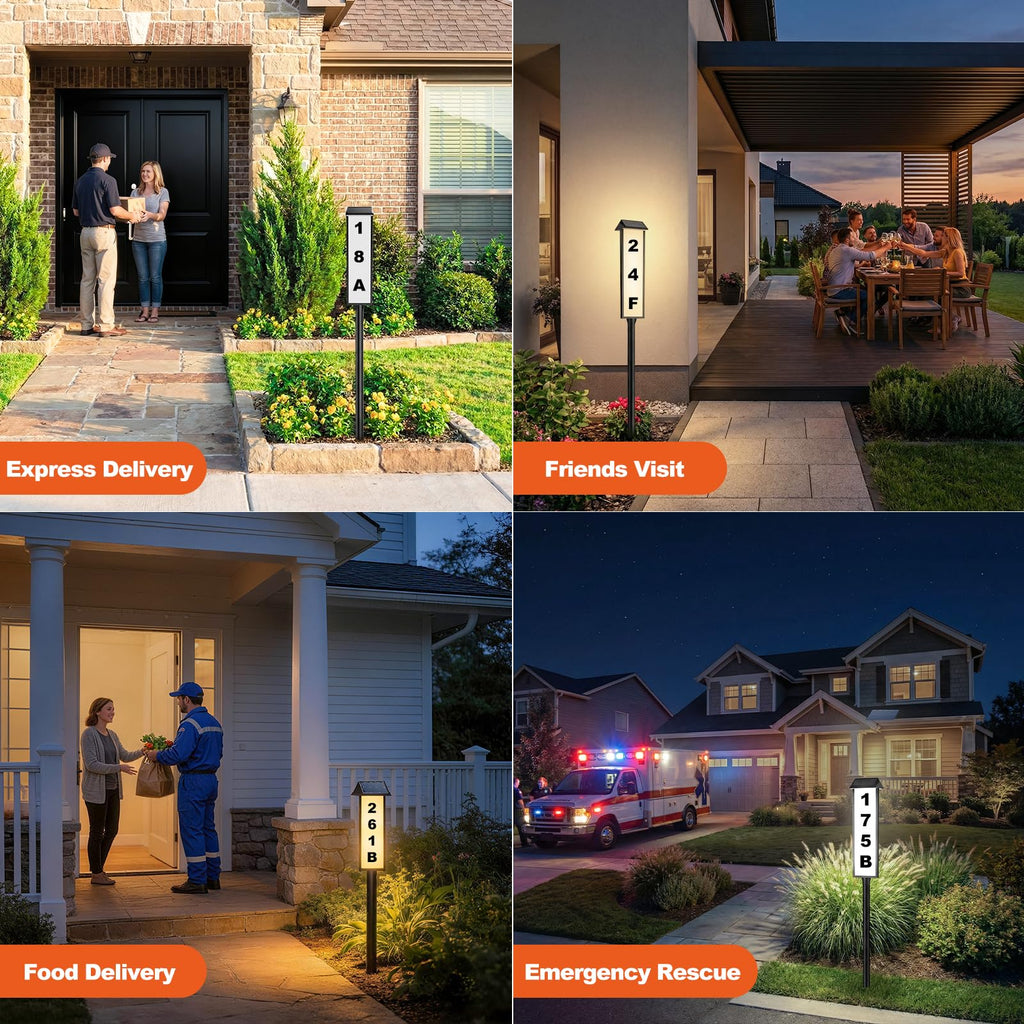 Solar Address Sign, House Number for Outside Yard 3-Light Modes