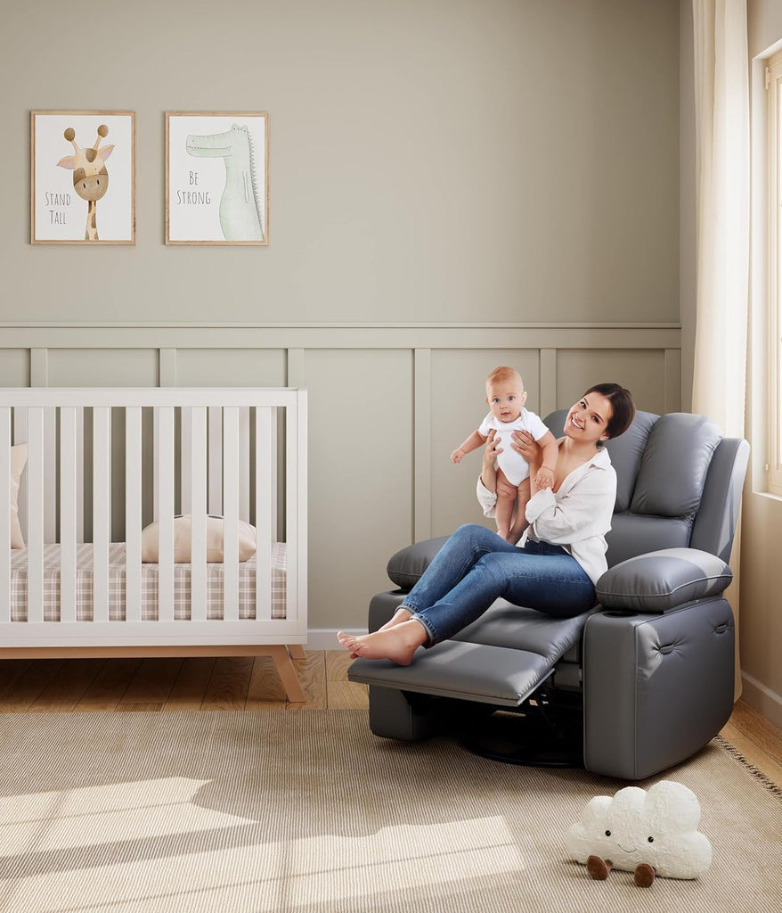 GarveeHome Recliner Chairs, Classic Manual Leather Recliner