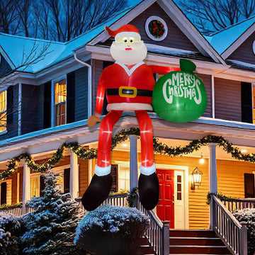 15FT Christmas Inflatable Outdoor Decoration, Climbing Santa Giant Christmas inflatables Christmas Blow Ups with LED