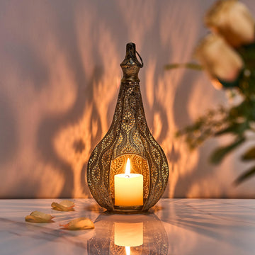 11.6inch Moroccan Lantern Lamp Decorative Candle Holders for Ramadan Decorations, Hanging, Outdoor Patio or Porch