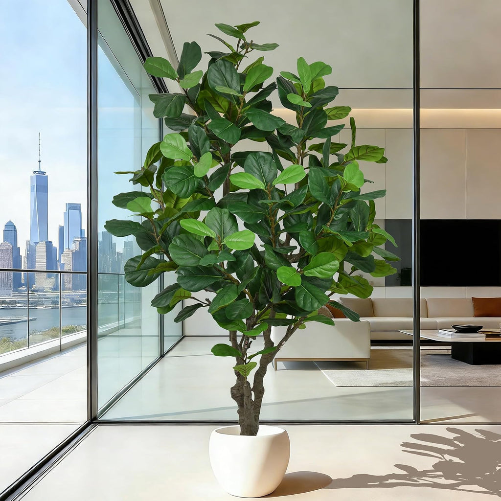 Fiddle Leaf Fig Tree 8FT - Large Fake Tree with 260 Fiddle Leaves, 96" Tall Faux Ficus Lyrata Tree Floor Plants in