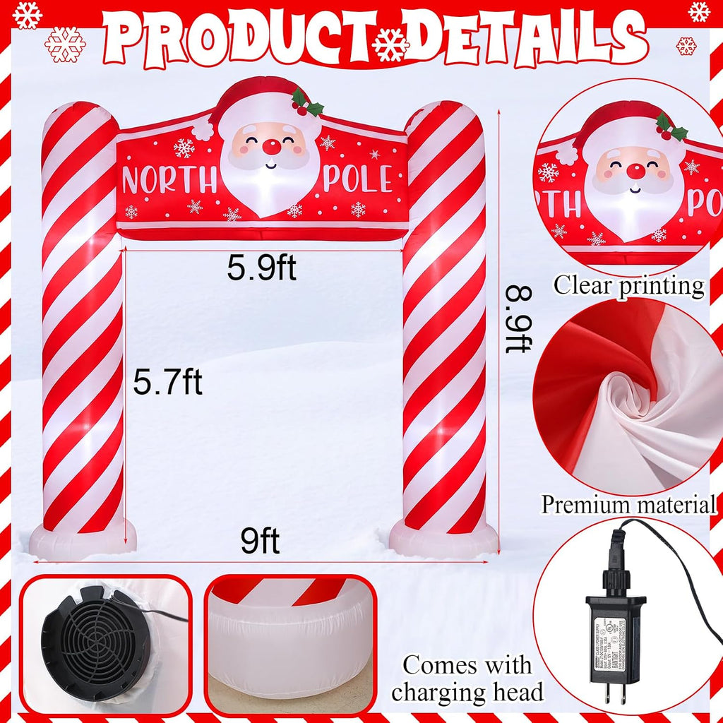 9 ft Christmas North Pole Sign Xmas Inflatable Arch Outdoor Decor