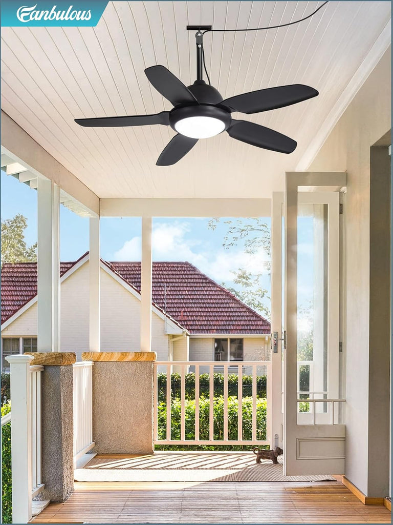 42 Inch Waterproof Outdoor Ceiling Fan with Lights and Remote,IP65 Hanging Gazebo Fan with 3CCT 6-Speed DC Motor,Black Wet Rated Plug in Ceiling Fan with Cord for Patios Porch Pergola A101-B0DPHGLJP5