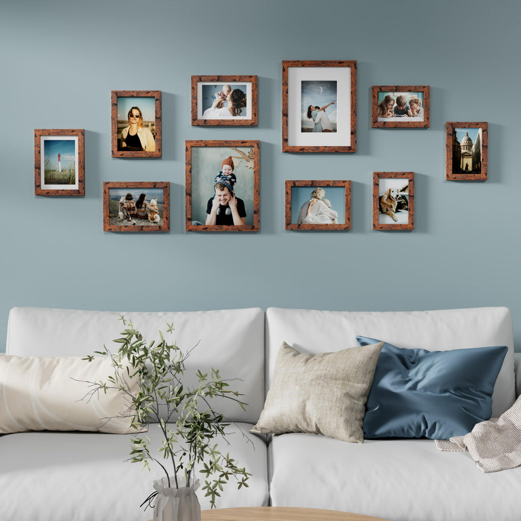 10 Pack Picture Frames Collage Wall Decor, Rustic Brown
