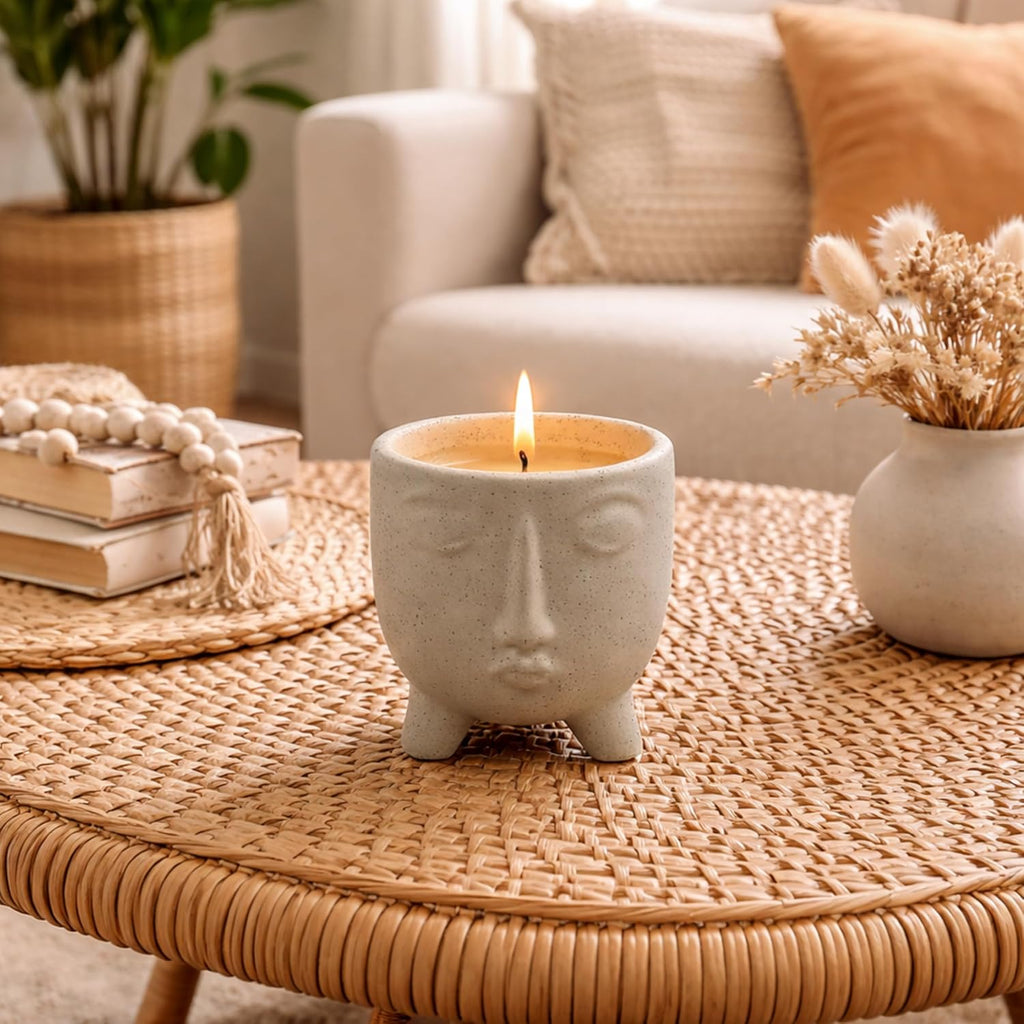 Resting Face Relief Candle 6 oz Sculptural Wax Decorative Accent Long Burning Aromatherapy Relaxation Home Decor