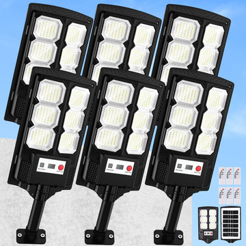 Solar Street Lights Outdoor 6-Pack, 11" LED Solar Flood Lights with Motion Sensor, Waterproof Dusk to Dawn Outdoor