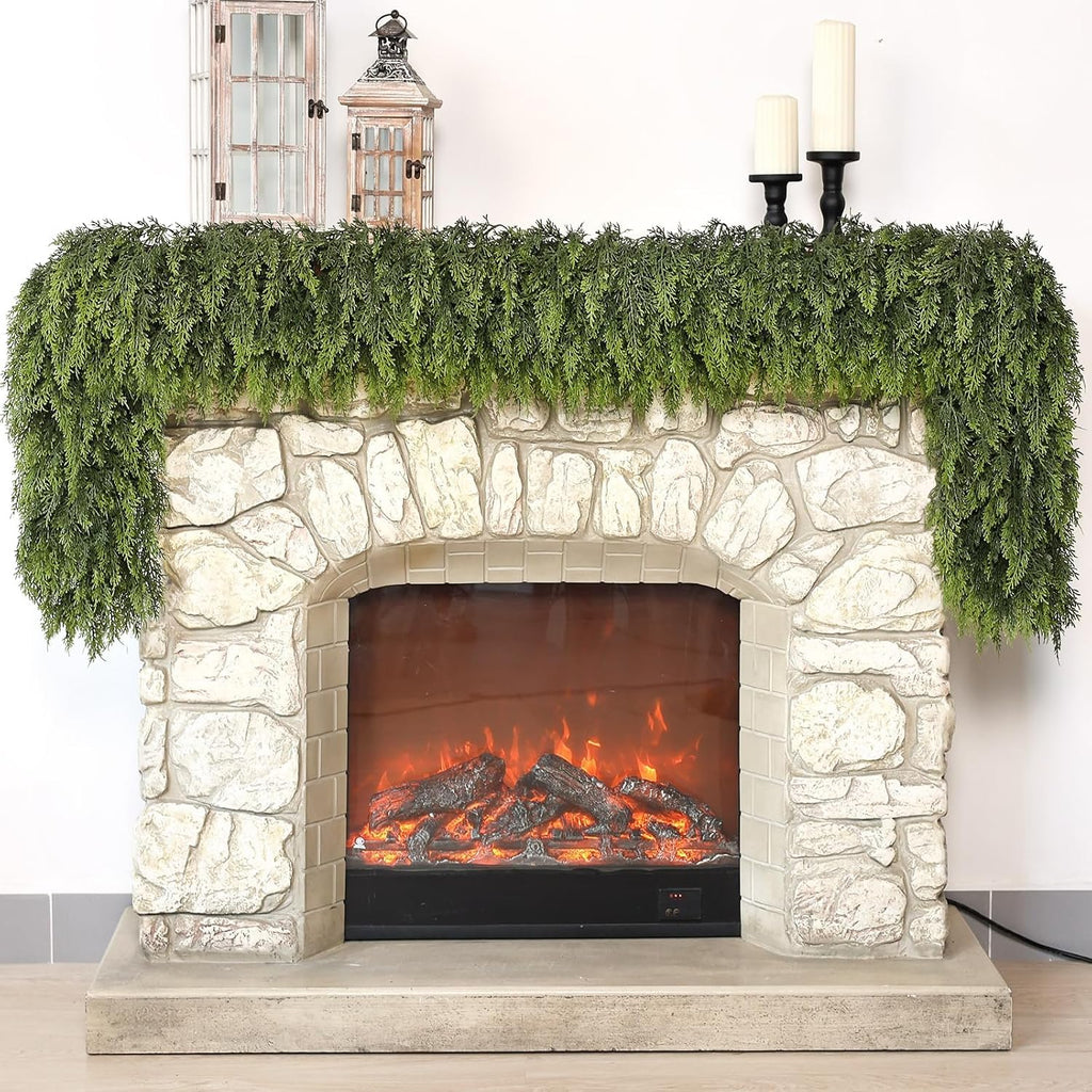 Lifelike Touch Artificial Cedar Garland for Christmas Decor(16 FT,1 PCS)