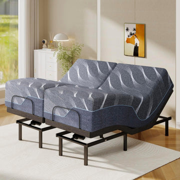 Split King Adjustable Bed Frame with 14" Mattress Electric Bed Base with Wireless Remote | Zero Gravity | Head & Foot