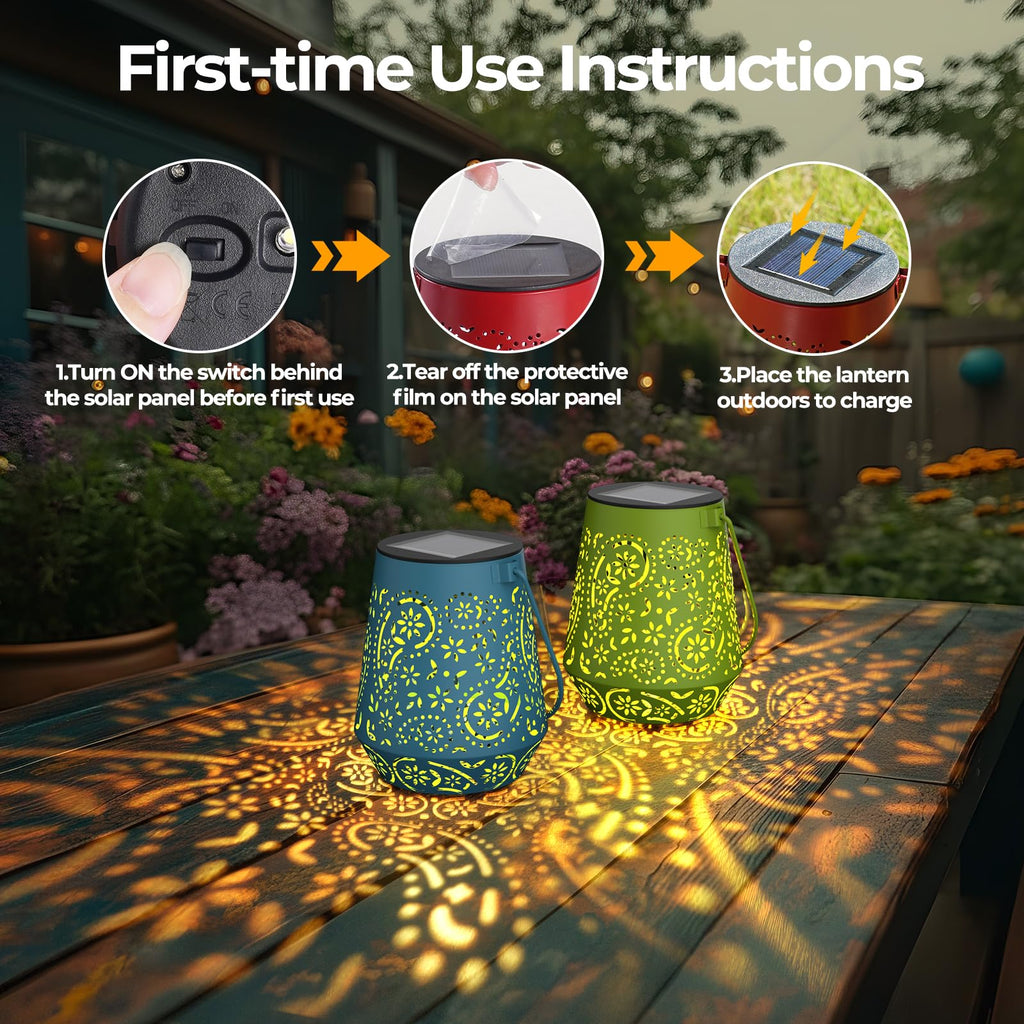 Lanterns 4 Pack Outdoor Waterproof Solar Lights, Auto ON/Off Lanterns