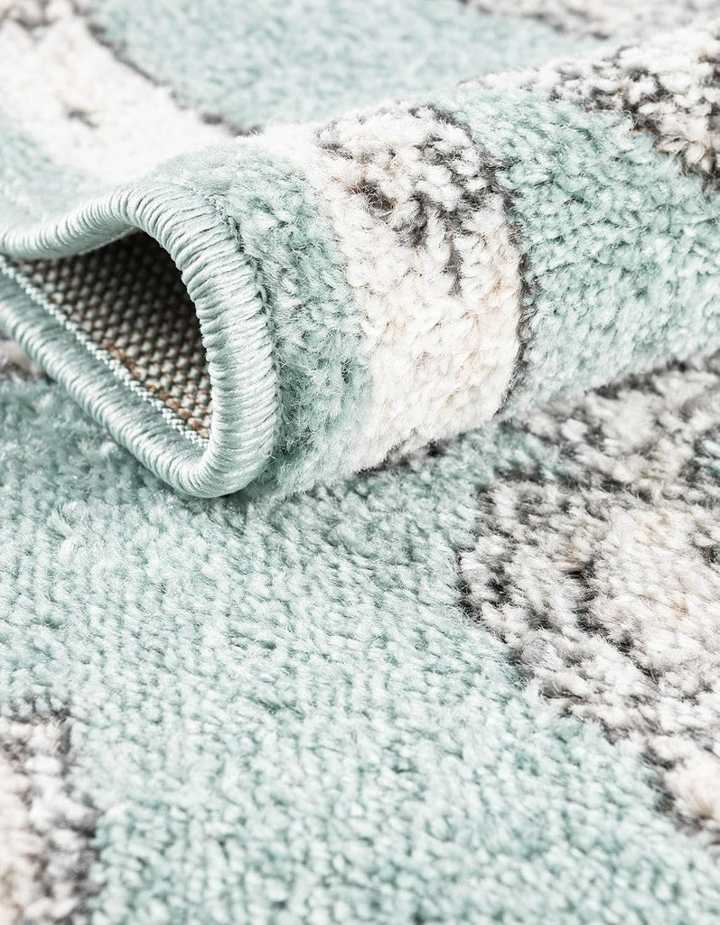 Parker Rug - 10' x 13' Aqua Easy-Clean Rug - Vintage Medallion