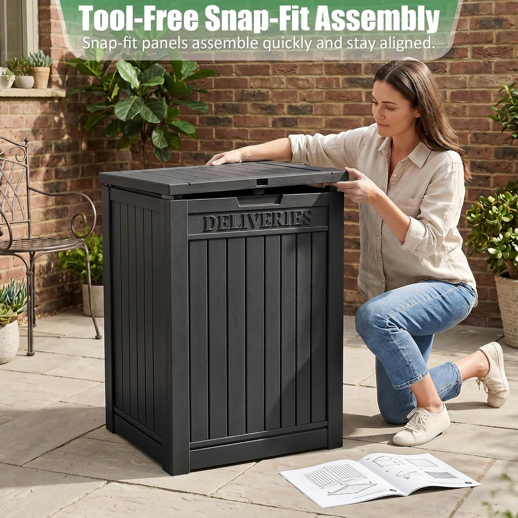 Package Delivery Boxes 55 Gallon Outdoor Parcel MailBox Drop Storage Deck Box Secure Resin Waterproof Lockable UV