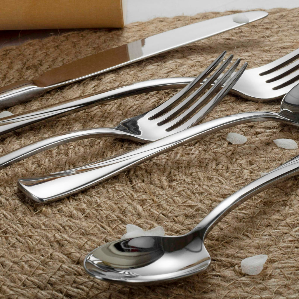 Alice 30-Piece Silverware Set Stainless Steel Flatware Set, Service for 6, Mirror Polished Cutlery Set, Dishwasher Safe
