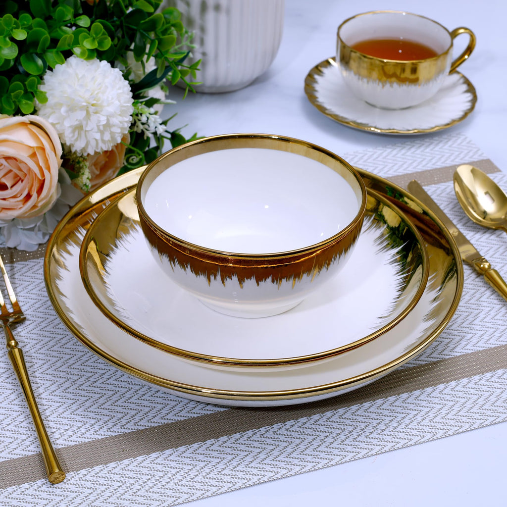 Luxury 12 Piece Porcelain Dinnerware Sets Service for 4, Modern Stoneware Plates and Bowls Sets,Ceramic Dish Set