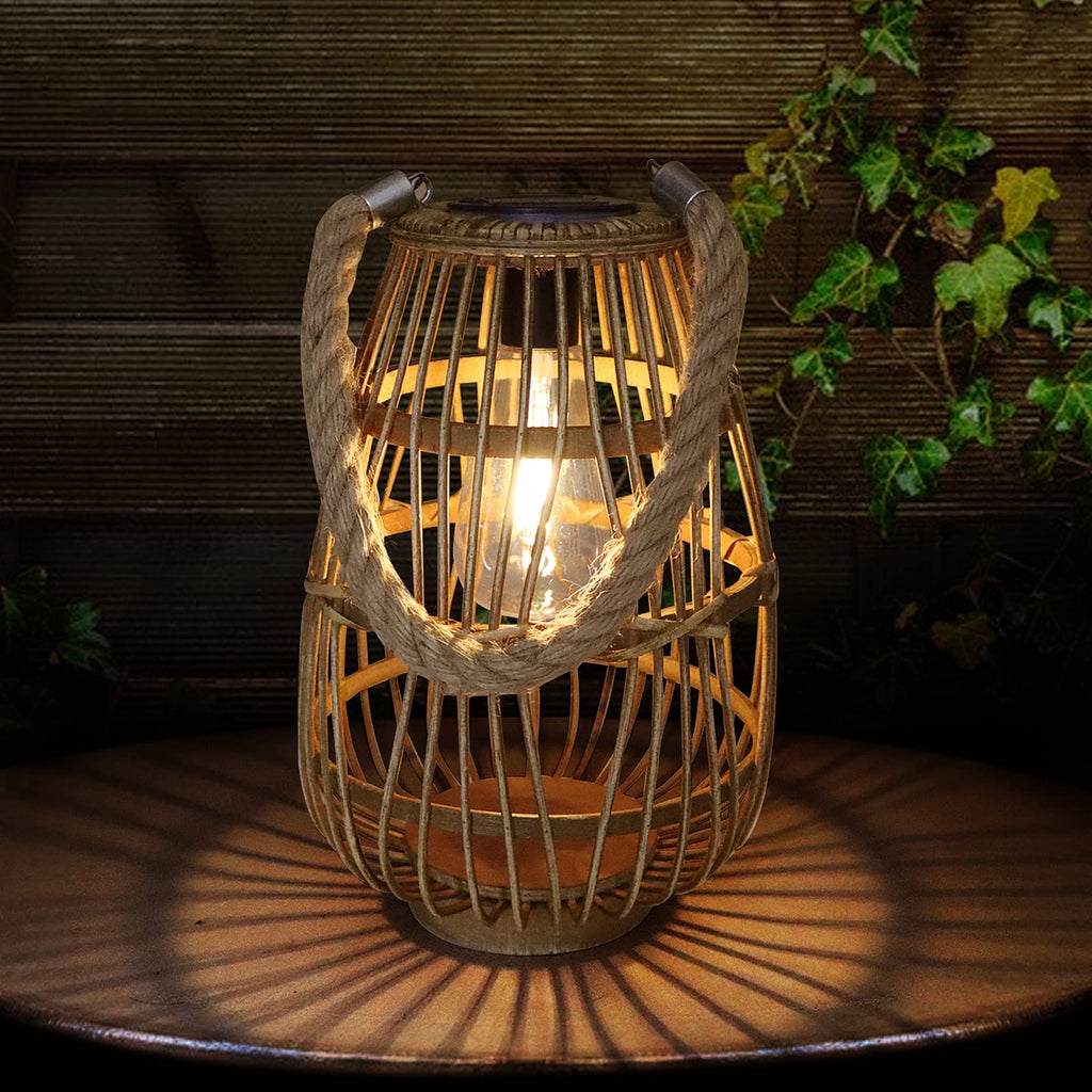 Solar Lantern Outdoor Waterproof Large Hanging/Tabletop Rattan Lanterns