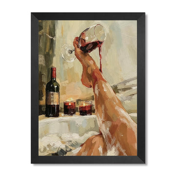 Luxury Bathtub Scene with Wine Glass Wall Art, Elegant Legs & Candlelight Print, Romantic Spa Decor for Master Bath