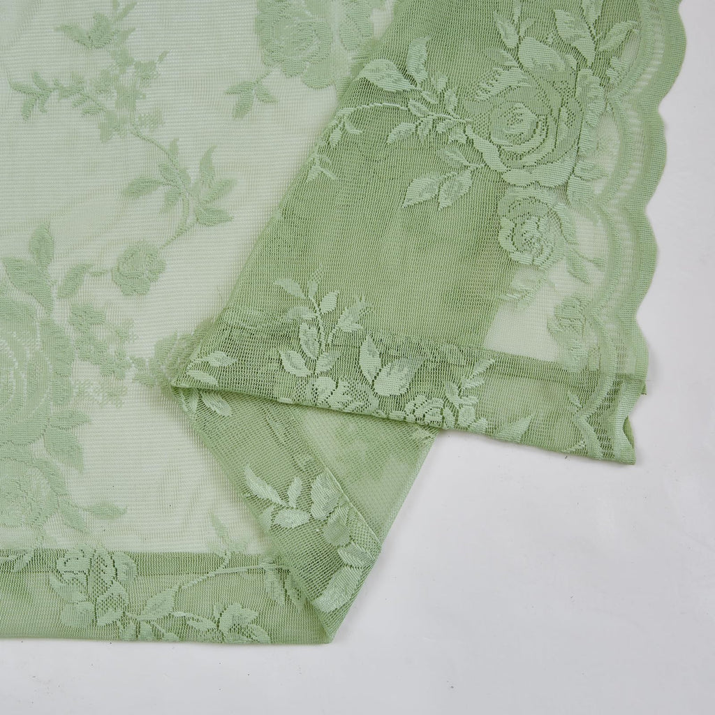 Sage Green Lace Curtains 108 Inches Long Spring Country Floral Sheer Curtains Rod Pocket Light Filtering Vintage