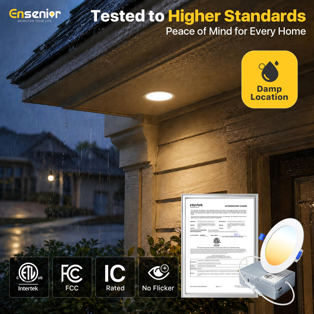 12 Pack 4 Inch LED Recessed Ceiling Light, 5CCT, 750LM 9W 120V