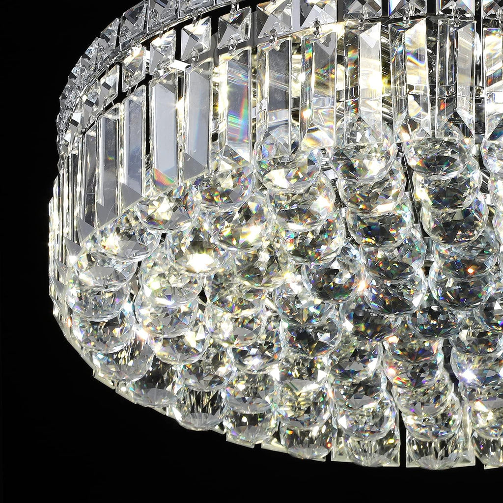 6-Lights Crystal Flush Mount Chandelier Light Fixture with K9 Crystals Modern Ceiling Lights Elegant Pendant Lamp for