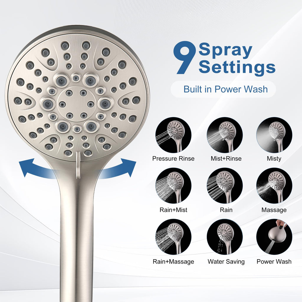 Rain Shower Head with Handheld Combo, Dual Shower System with Slide Bar, Rain Shower System, Adjustable Height, Brass