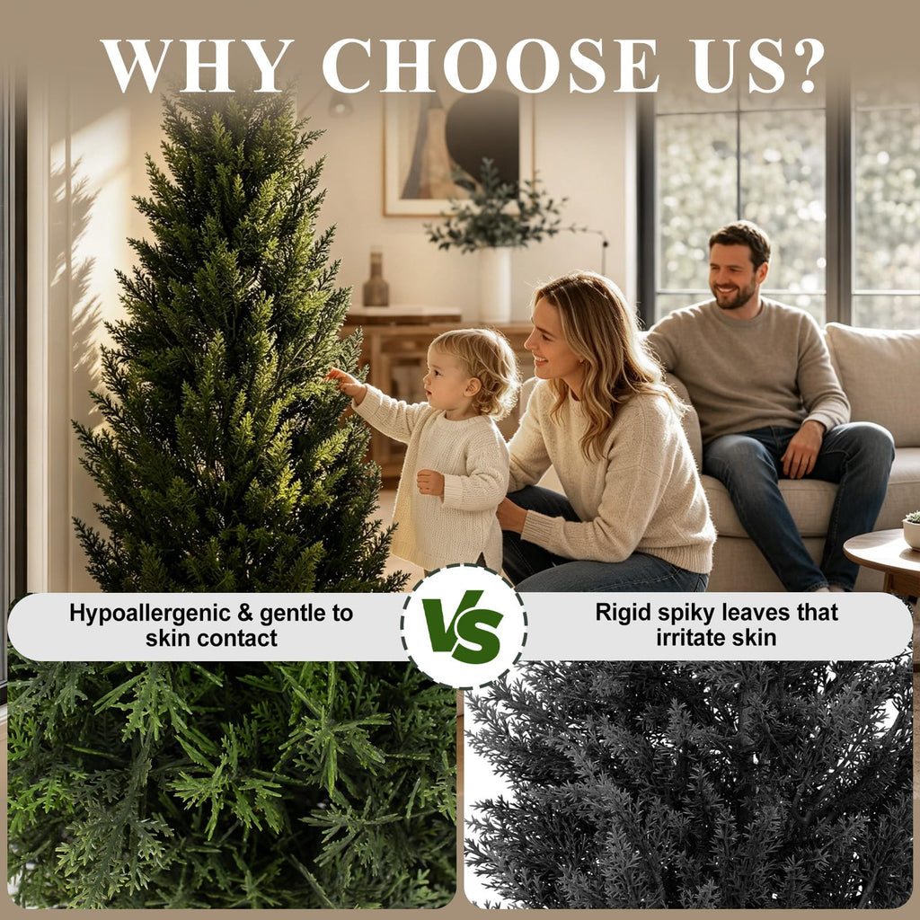 5FT Artificial Topiary Trees, Tall UV Resistant Fake Cedar Tree for Outdoor, Faux Shrubs Plants Artificial Cypress