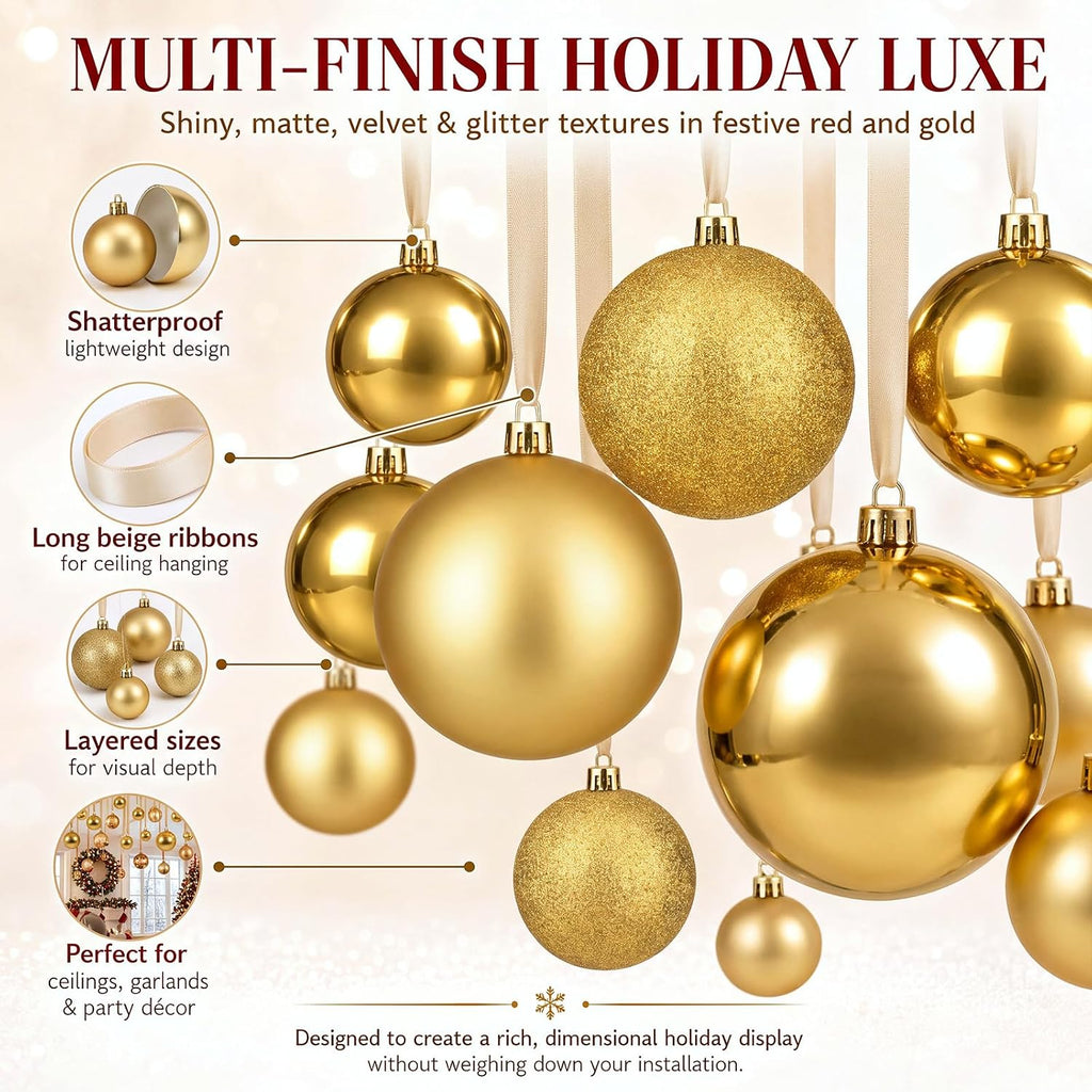 78 Pcs Christmas Ball Ornaments Ceiling Hanging Decor, Beige