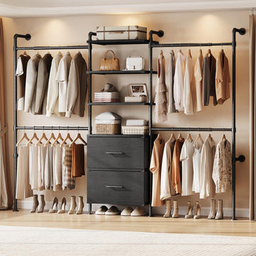 T3 Wall Mounted Industrial Pipe Closet Organizers Storage System