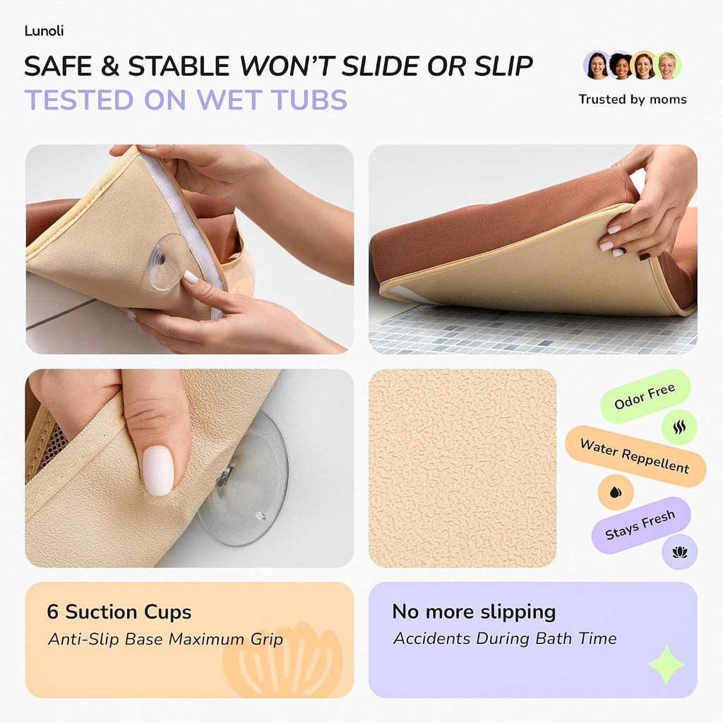 Bath Kneeler and Elbow Rest Pad Set, Mocha Mousse, 2.4 Inch Memory Foam Cushion for Parents, Waterproof Kneeling Pad