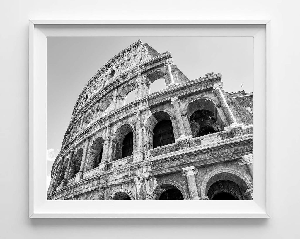 Black and White Rome Italy Photography Prints, Set of 4, UNFRAMED, St. Peters Basilica, Colosseum, Trevi Fountain