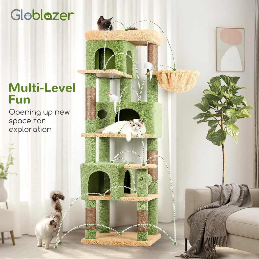 Cactus Corner Cat Tree, 66in Multi-Level Climbing Tower