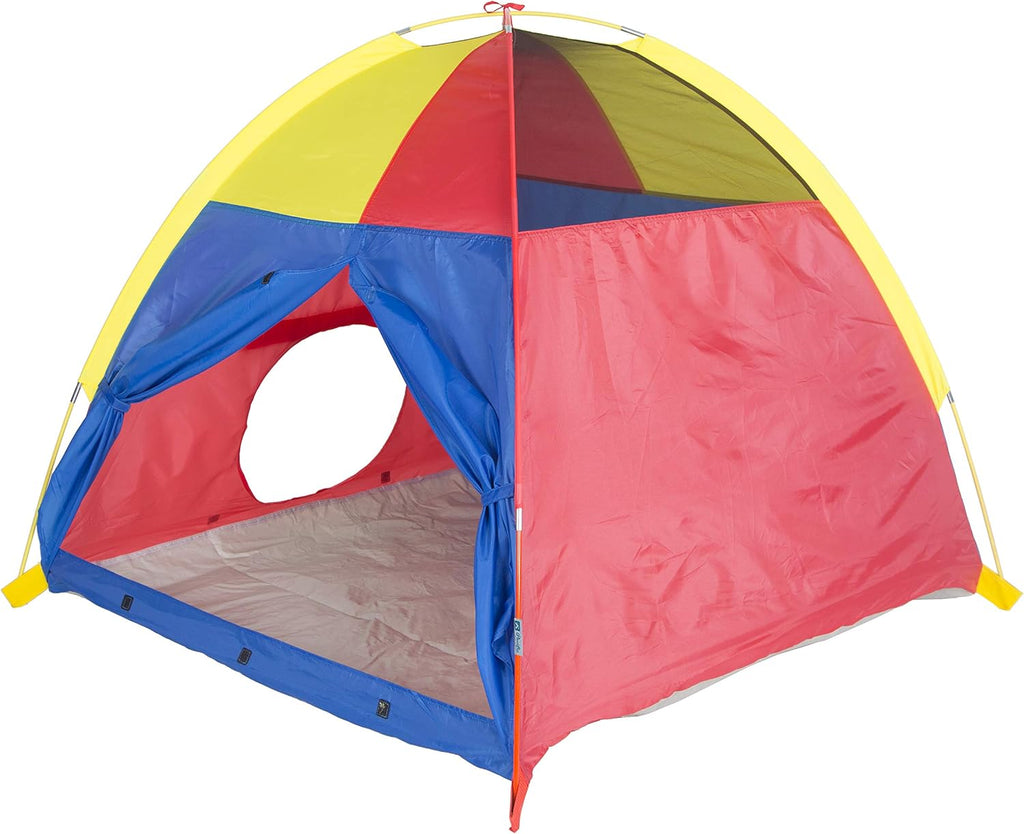 Kids Hide-Me Dome Tent and Crawl Tunnel Combo for Indoor/Outdoor Play Red/Yellow/Blue Large