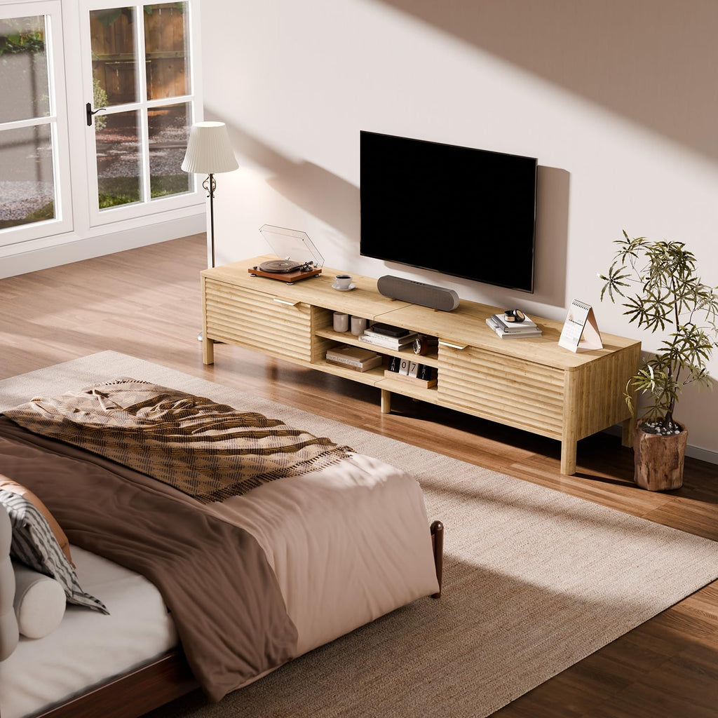 TV Stand up to 80 Inch TVs Entertainment Center Oak 71"