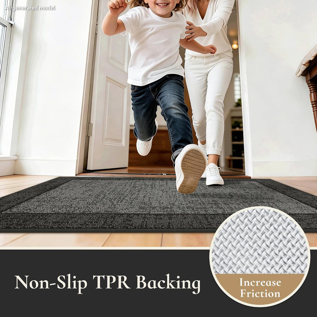 Dirt Trapper Door Mat 24"x 36", Non Slip Washable Doormat,Grey | Stain Resistant and Absorbent Welcome Mat, Floor