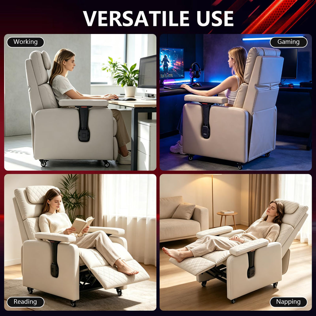 Reclining Gaming Chair, Adjustable Armrest & Footrest