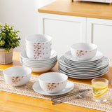 Dinnerware Sets for 6, 24 Pieces Porcelain Plates and Bowls Set with Pink Floral