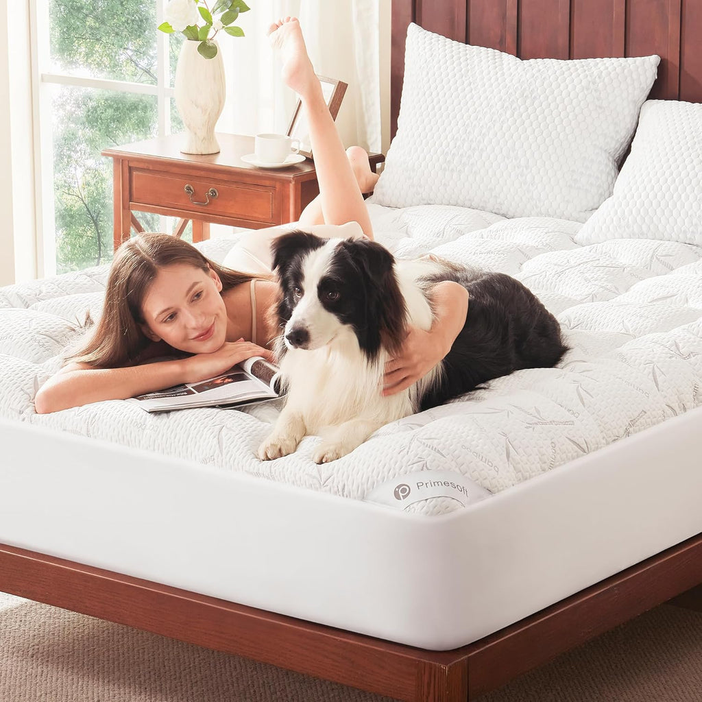 King Size Mattress Topper, Thick Pillow Top Mattress Pad,Up to 21 Inch Deep Pocket,Soft Breathable Mattress Pad for