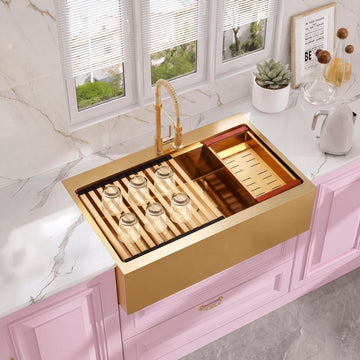 33 Inch Gold Farmhouse Sink, Drop In Farmhouse Sink 33''x22''