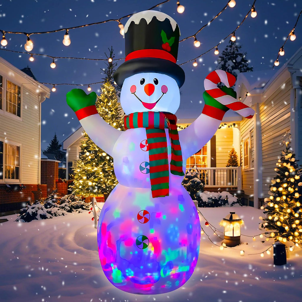 10 Ft Inflatable Christmas Snowman with Candy Decoration for Yard Lawn Garden Home Party Indoor Outdoor
