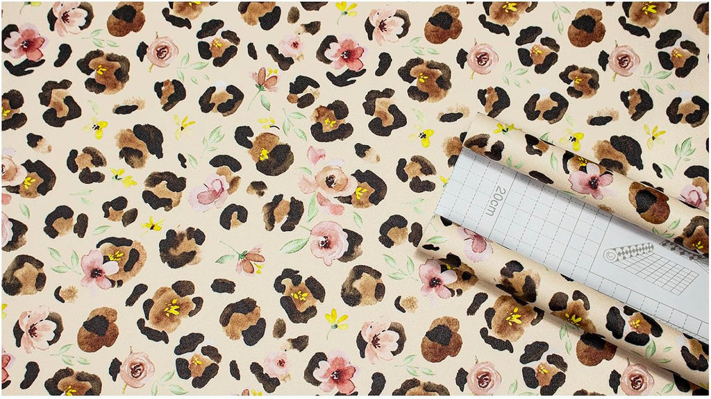 Floral Cheetah Print Peel and Stick Wallpaper Boho 17.3in x 32.8ft | Renter Friendly Self Adhesive Removable Chic