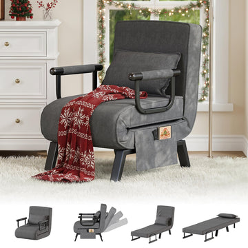 Sleep Chair, Folding Sleeper Chairs for Adults (Dark Grey)