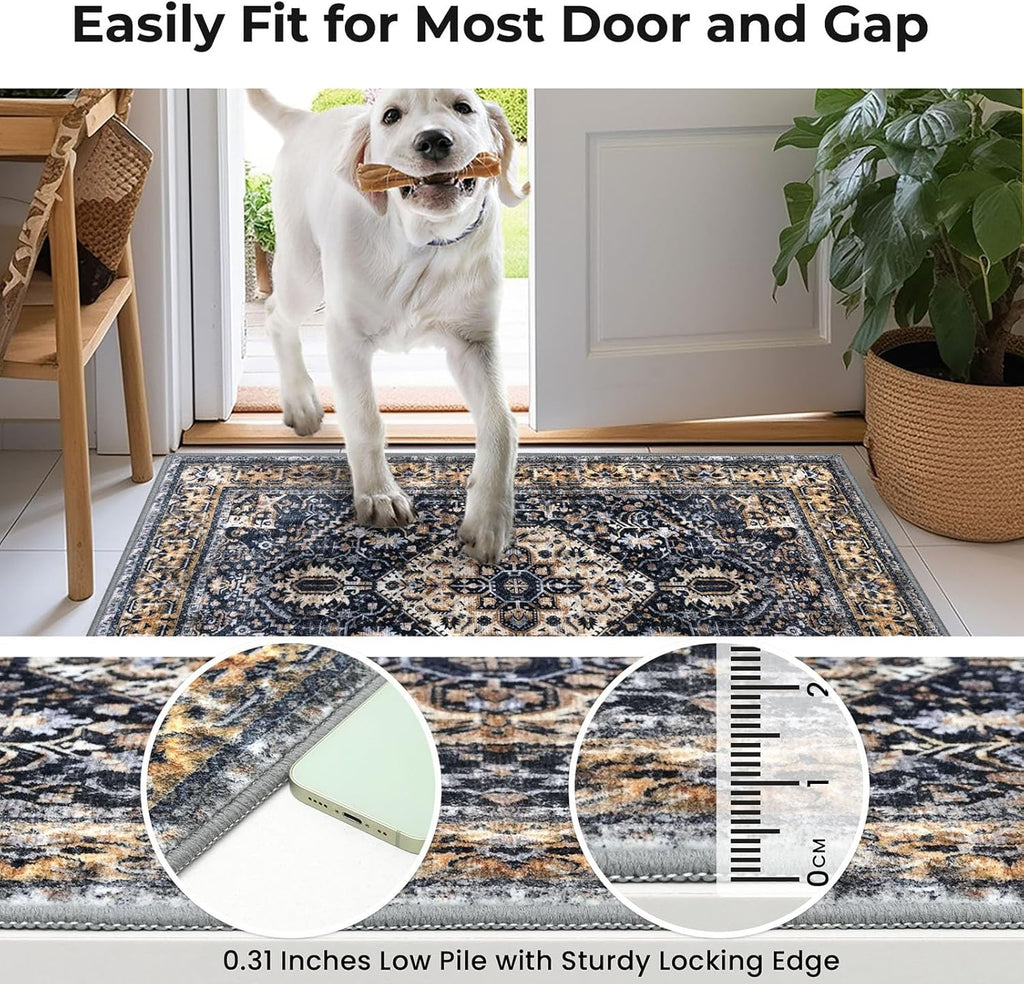 Round Rug 6 Ft Rugs for Entryway Washable Circle Rug Non Slip Round Living Room Rugs Printed Faux Wo