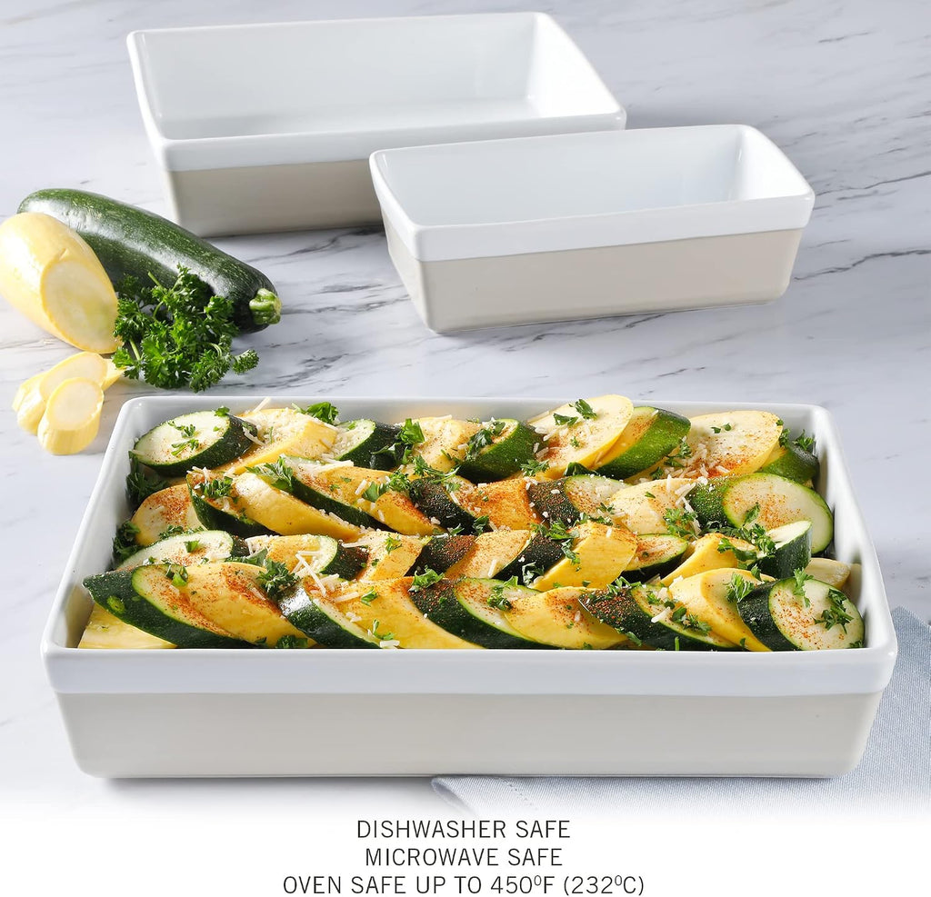 3-Piece Oven to Table Stoneware Bakeware Set - Dish & Casserole Set - Grey - Durable Oven-Safe Bakeware for and