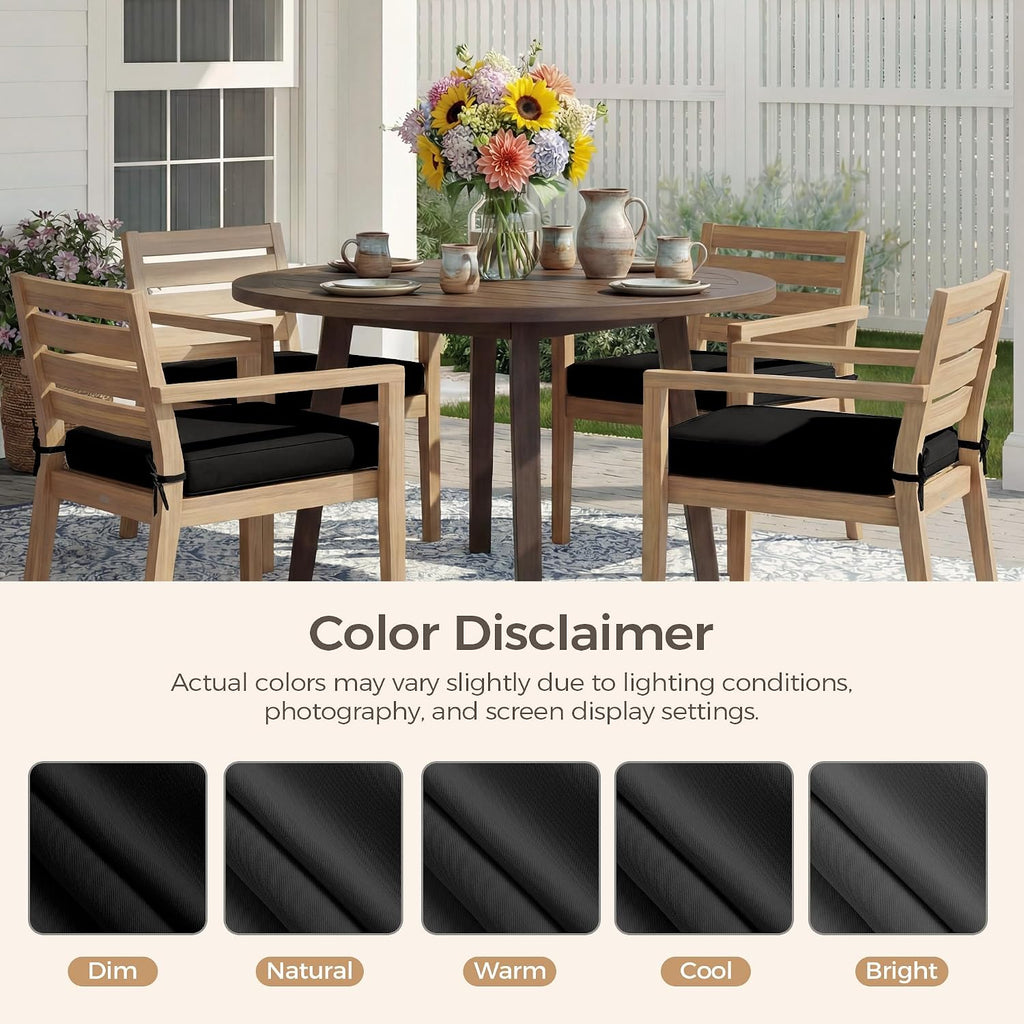 Outdoor Chair Cushions Set of 4, Water Resistant Patio Seat Cushions with Ties for Outdoor Furniture, High-Density