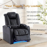 Leather Home Theater Seating, Classic Series Game Seats Movie Theater Chairs Recliner Sofa with Type-C USB Charger