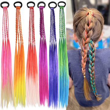 Kids Hair Accessories, Rainbow Braid Ponytail Extensions & Headbands